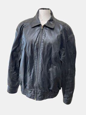 Hill & Archer Black Leather Jacket with Removable Thinsulate Liner Size 42